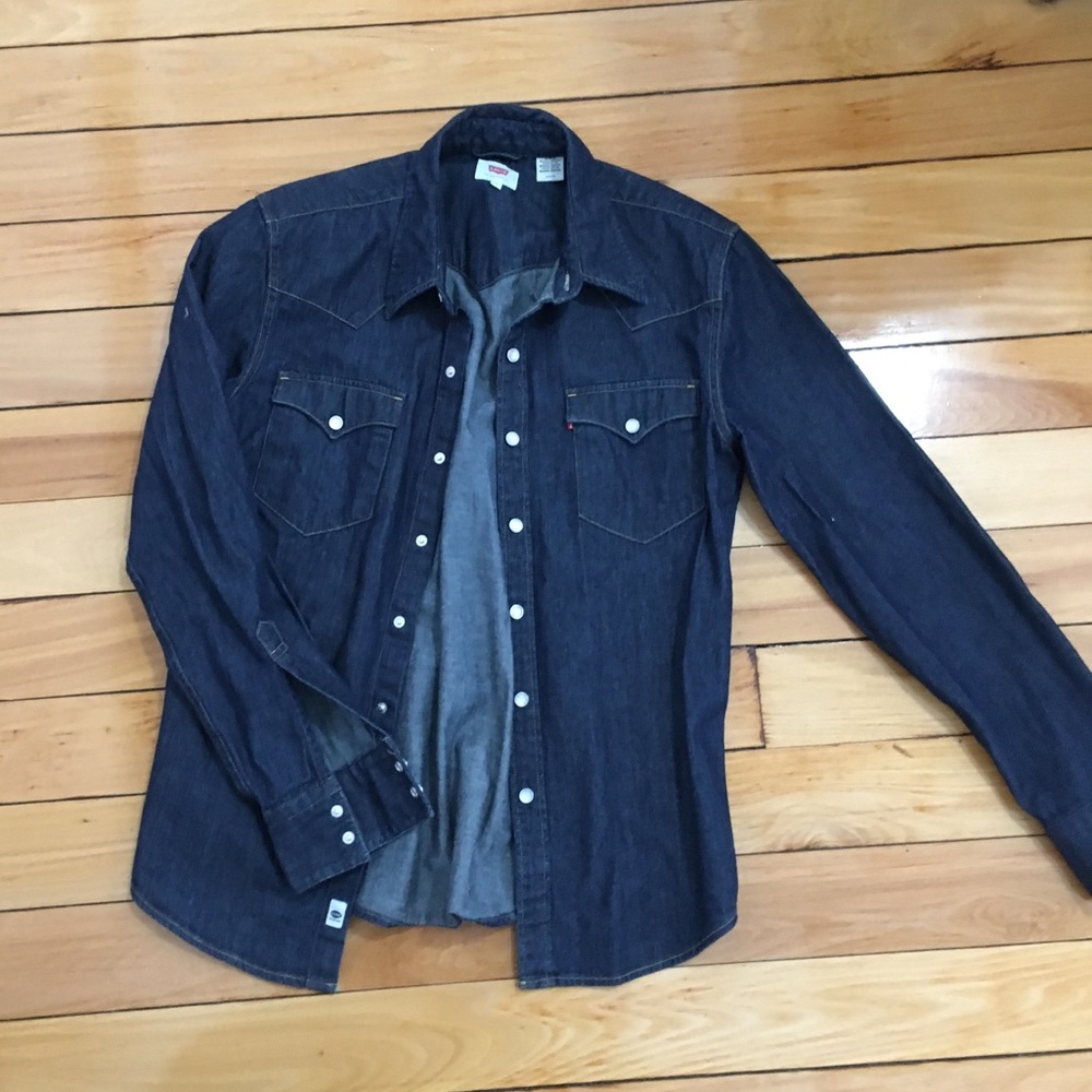 Men’s Pearl Snap Button Jean Shirt